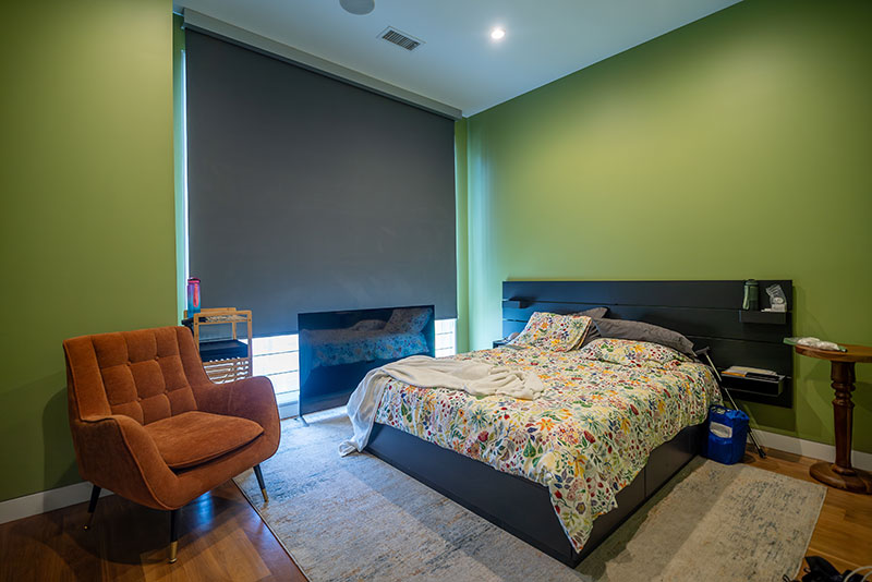 Green Painted Walls Bedroom in Philadelphia