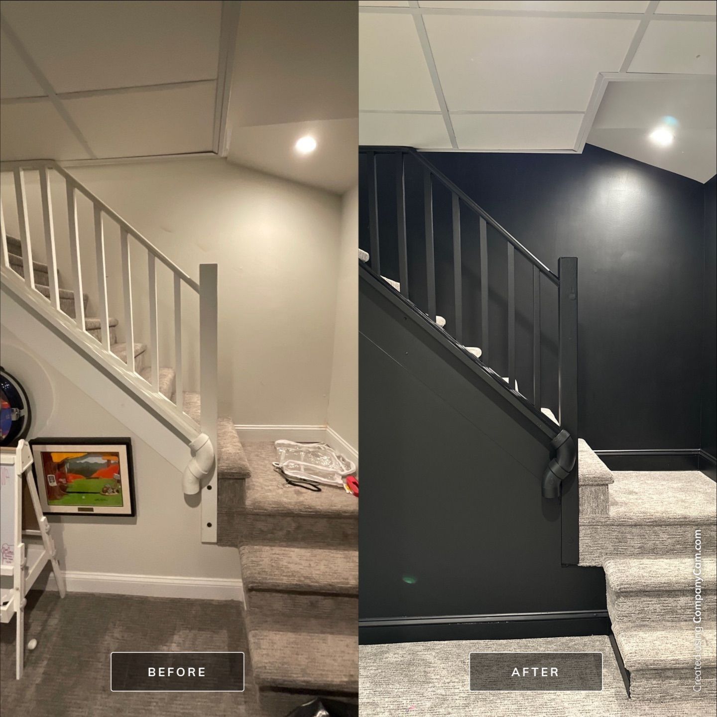 Jenkintown painting before and after interior home basement